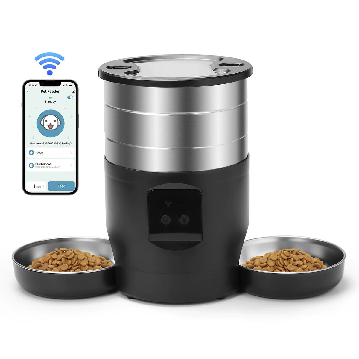 Dachshund Smart Feeder™ – 4.5L WiFi Automatic Food Dispenser with Dual Bowls