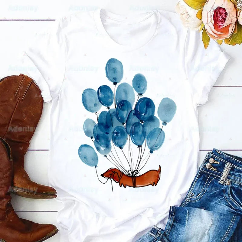 Funny Dachshund Graphic T-Shirt for Women | Soft Casual Tee for Dachshund Lovers