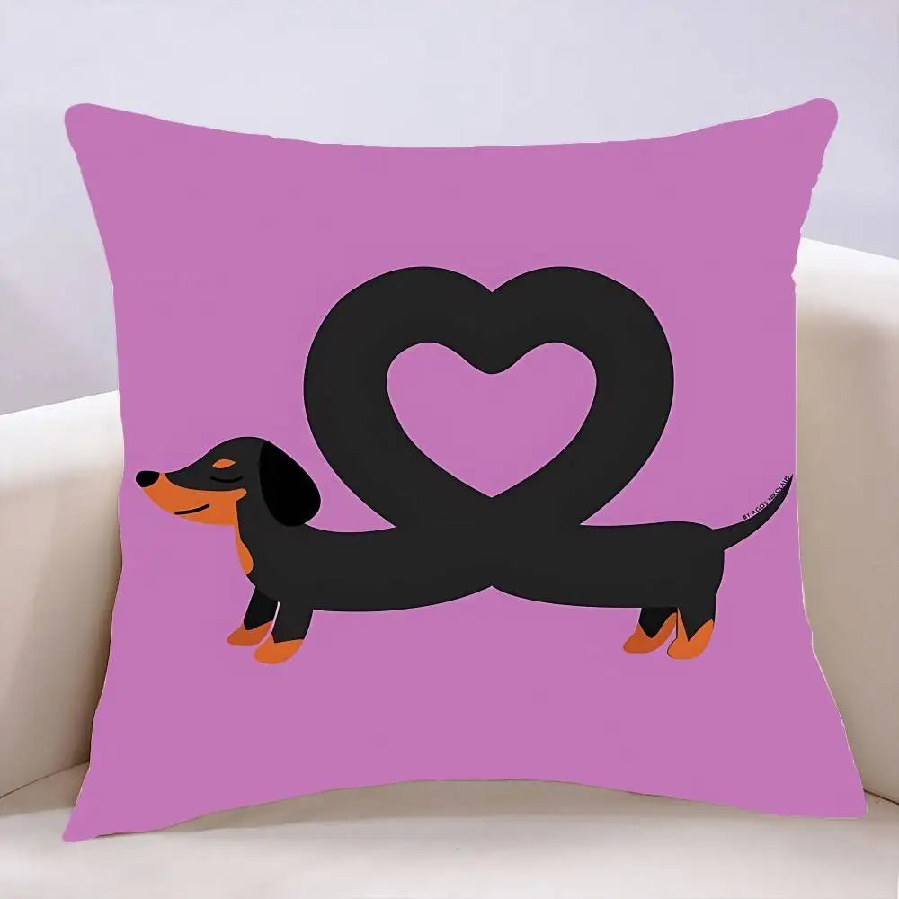 Dachshund Decorative Pillow Cover – Soft Sausage Dog Cushion Cover for Sofa, Bed & Home Decor