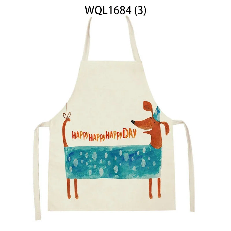 Funny Dachshund Linen Kitchen Apron – Cute Cooking & Baking Apron for Dog Lovers