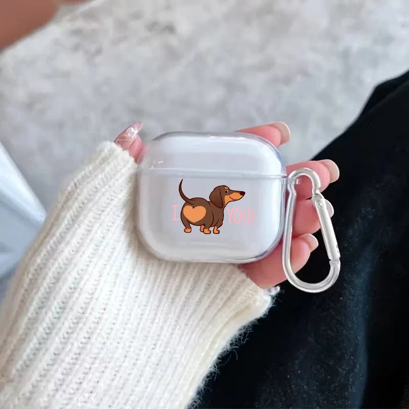Cute Dachshund AirPods Case – Shockproof TPU Protective Cover for AirPods 1, 2, 3, 4, Pro & Pro 2