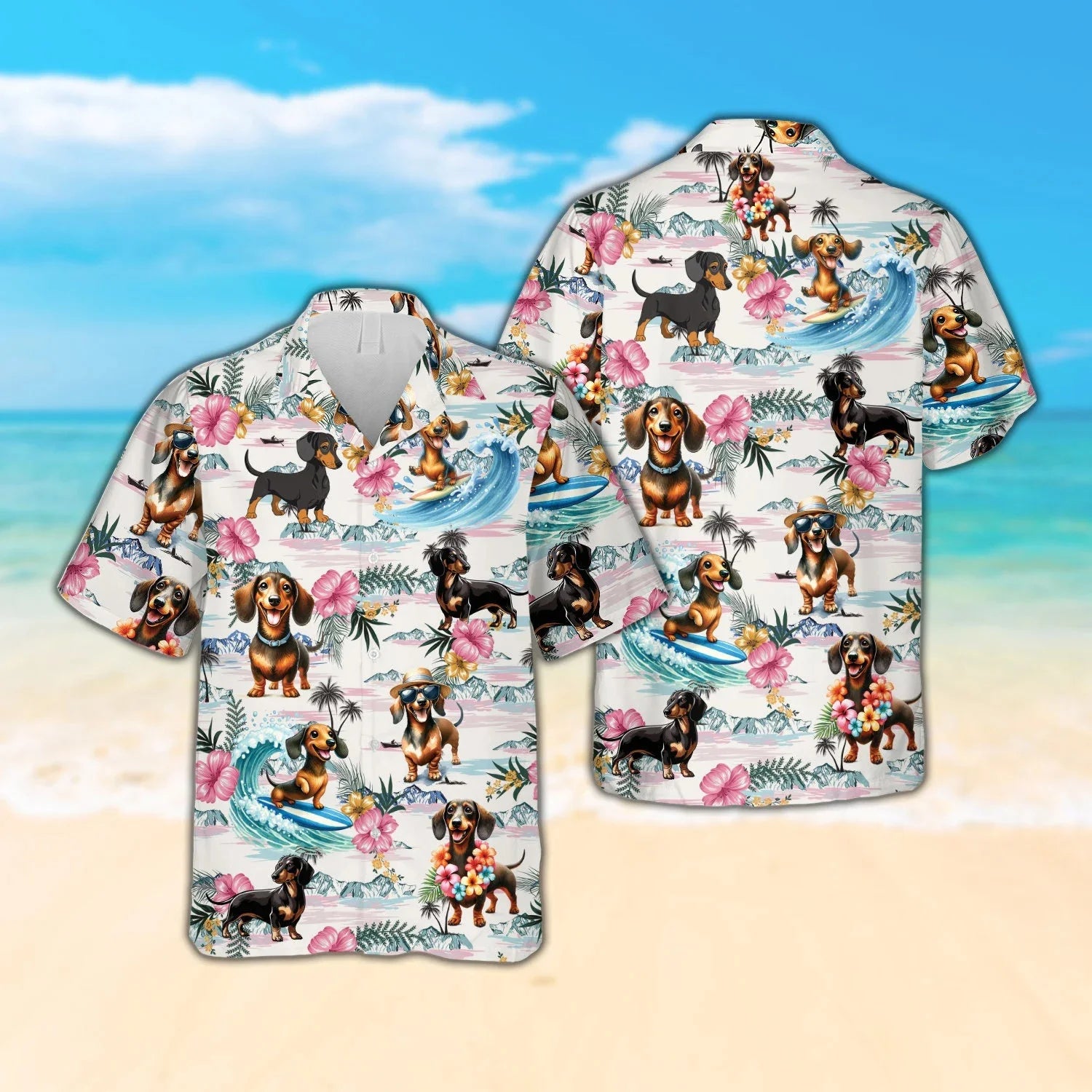 Dachshund Summer Button Shirt™ | Premium 3D Print Dog Lover Hawaiian Style Shirt