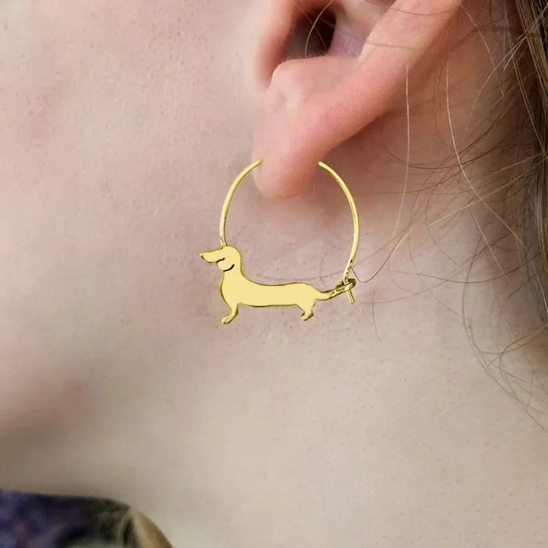 Golden Dachshund Hoop Earrings™ – Elegant Sausage Dog Jewelry for Dachshund Lovers