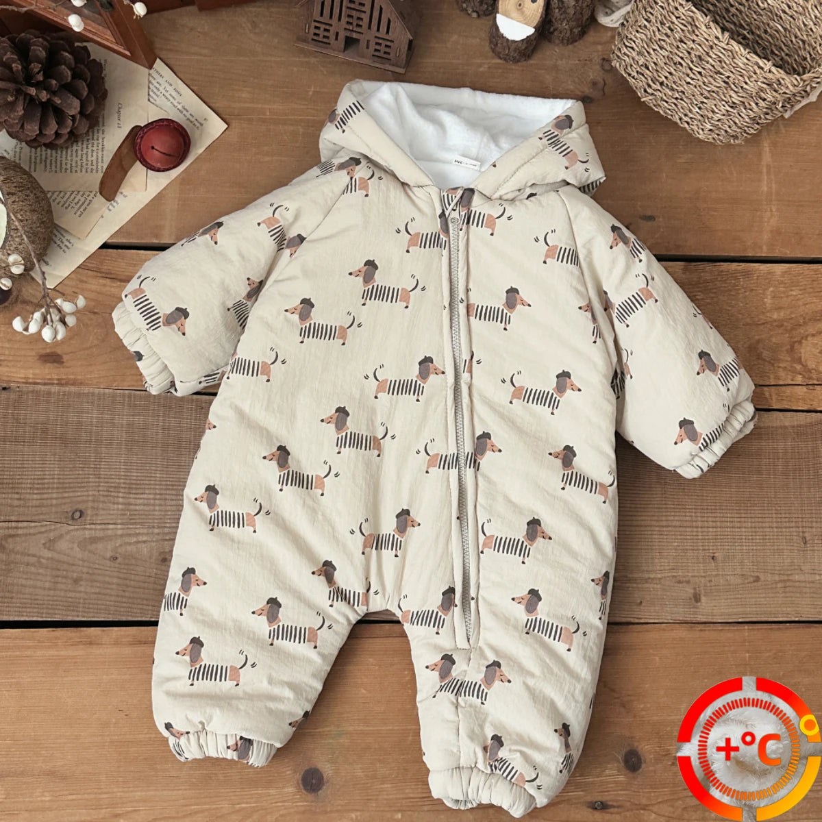 Dachshund Baby Winter Romper™ | Warm Hooded Newborn Jumpsuit