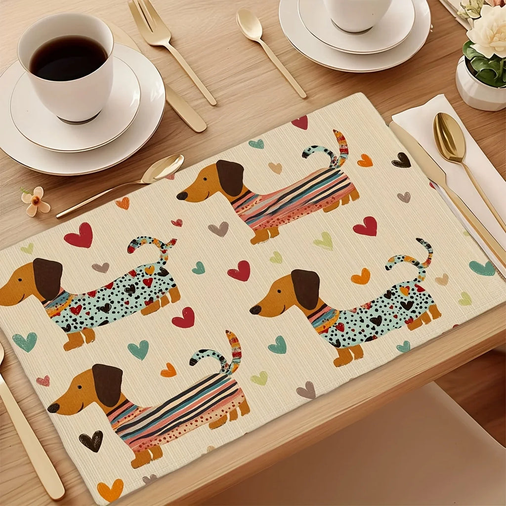 Dachshund Love Linen Placemat – Elegant Table Mat for Dog Lovers & Cozy Home Dining