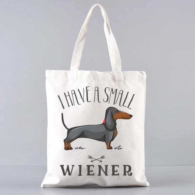 Dachshund Canvas Tote Bag Set – Large Capacity Shoulder Bags for Dog Lovers