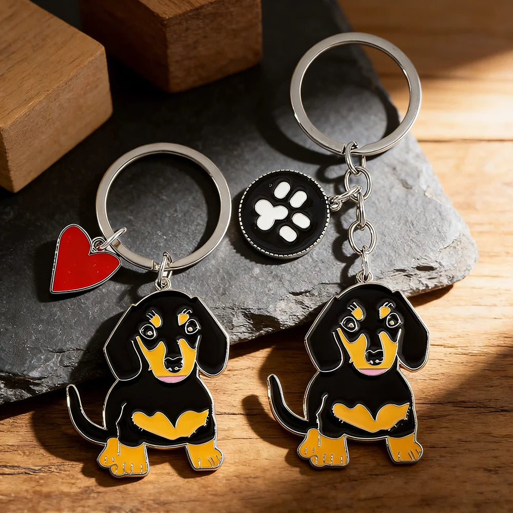 Dachshund Metal Keychain | Premium Dog Lover Key Ring & Bag Charm