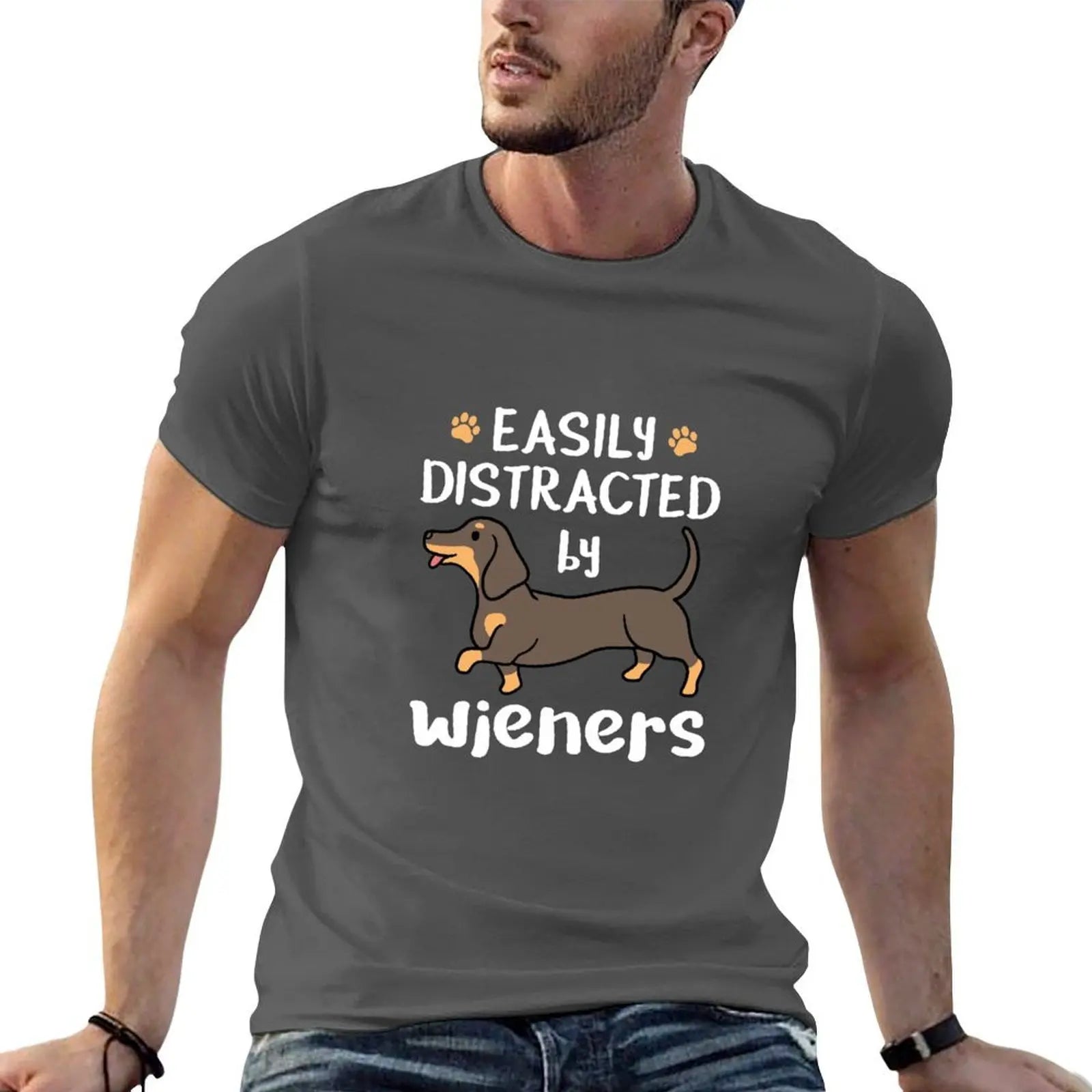 Easily Distracted by Dachshunds™ Premium Cotton T-Shirt