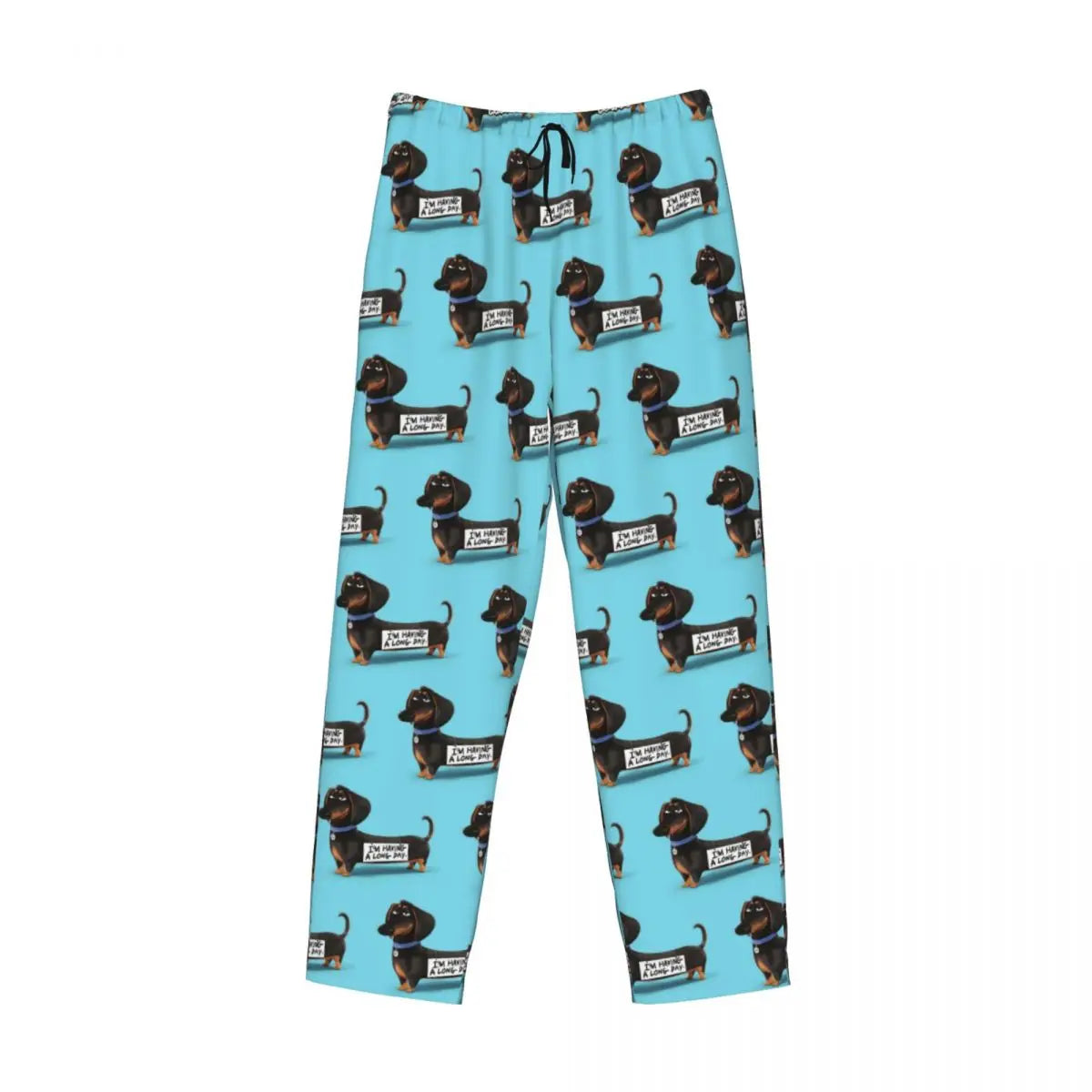 Custom Printed Men's Dachshund Dog Funny Pupy Pajama Pants Wiener Badger Sausage Dog Sleepwear Sleep Lounge Bottoms with Pockets