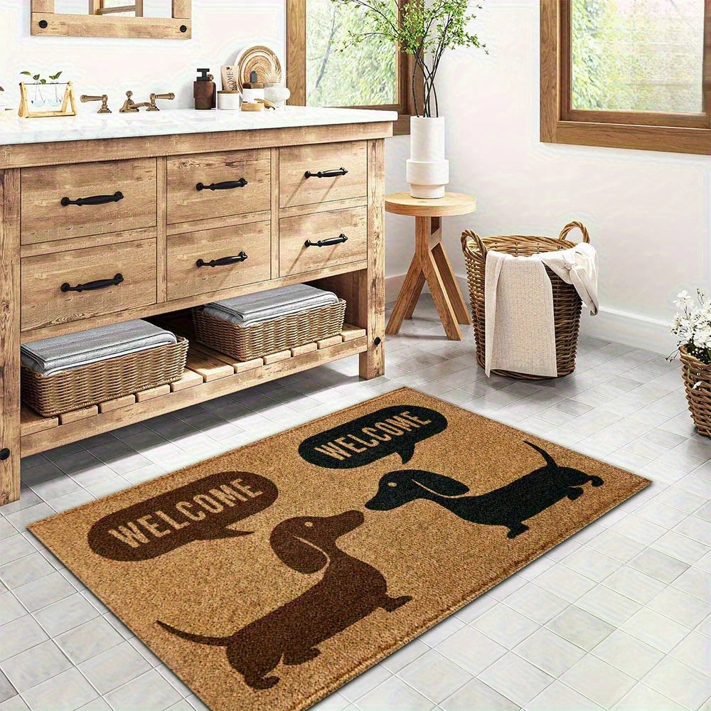 Welcome Dachshund Door Mat – Non-Slip Entryway Rug for Sausage Dog Lovers