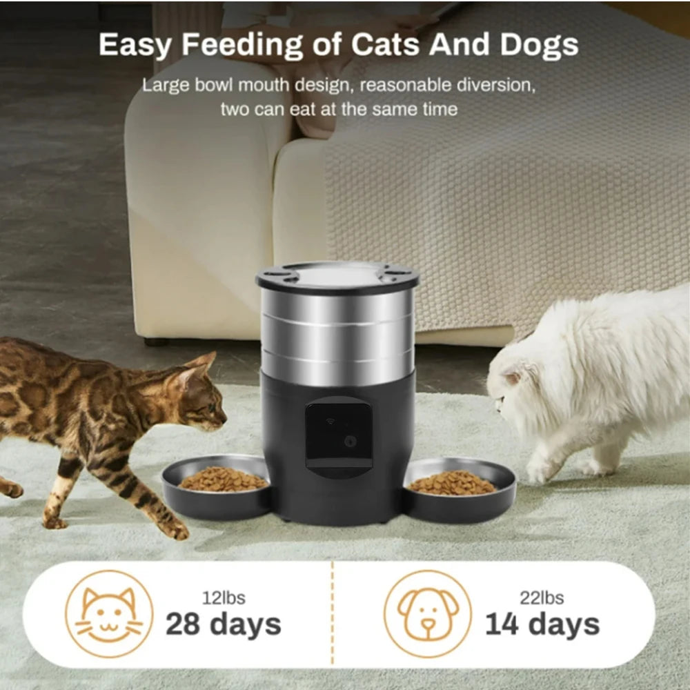 Dachshund Smart Feeder™ – 4.5L WiFi Automatic Food Dispenser with Dual Bowls