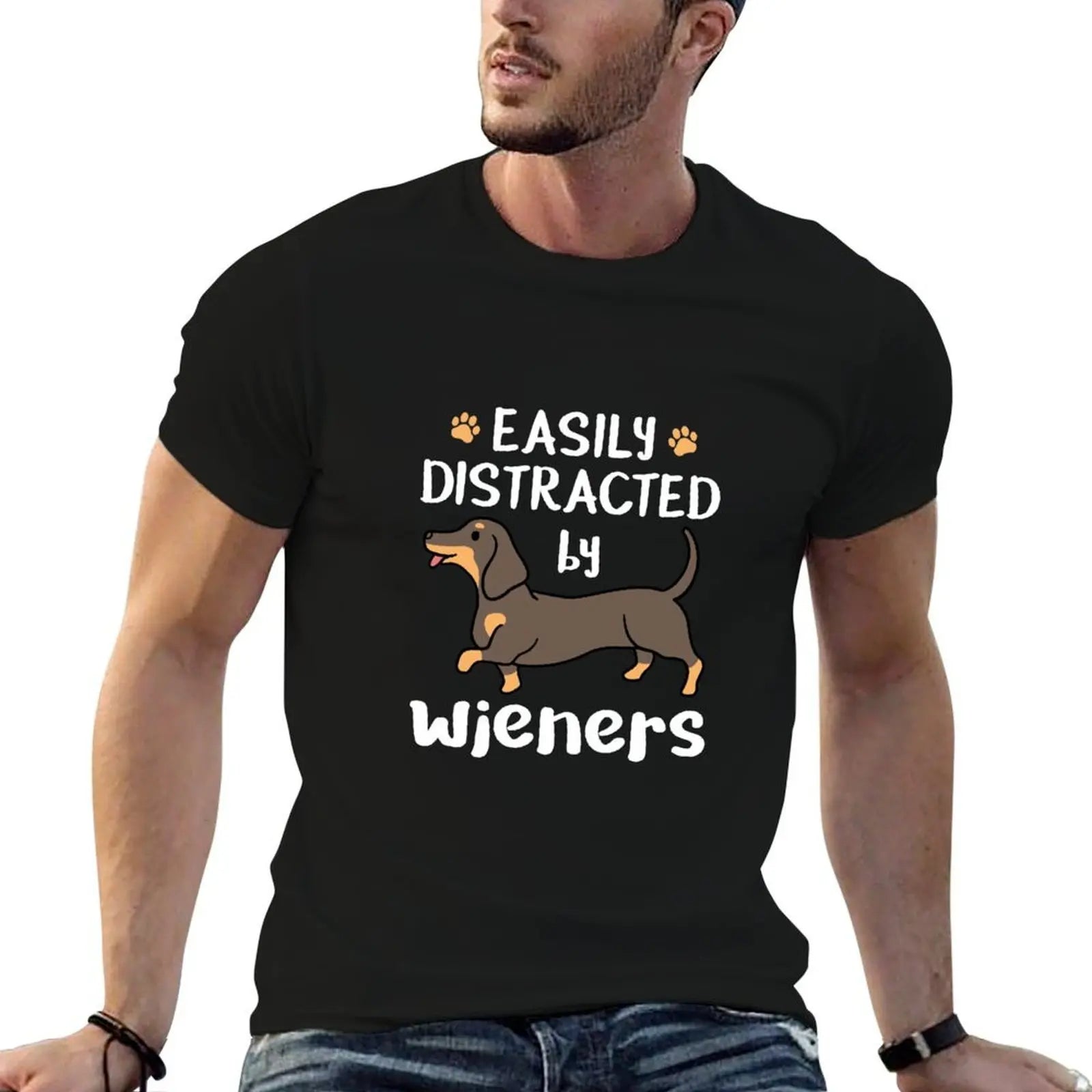 Easily Distracted by Dachshunds™ Premium Cotton T-Shirt