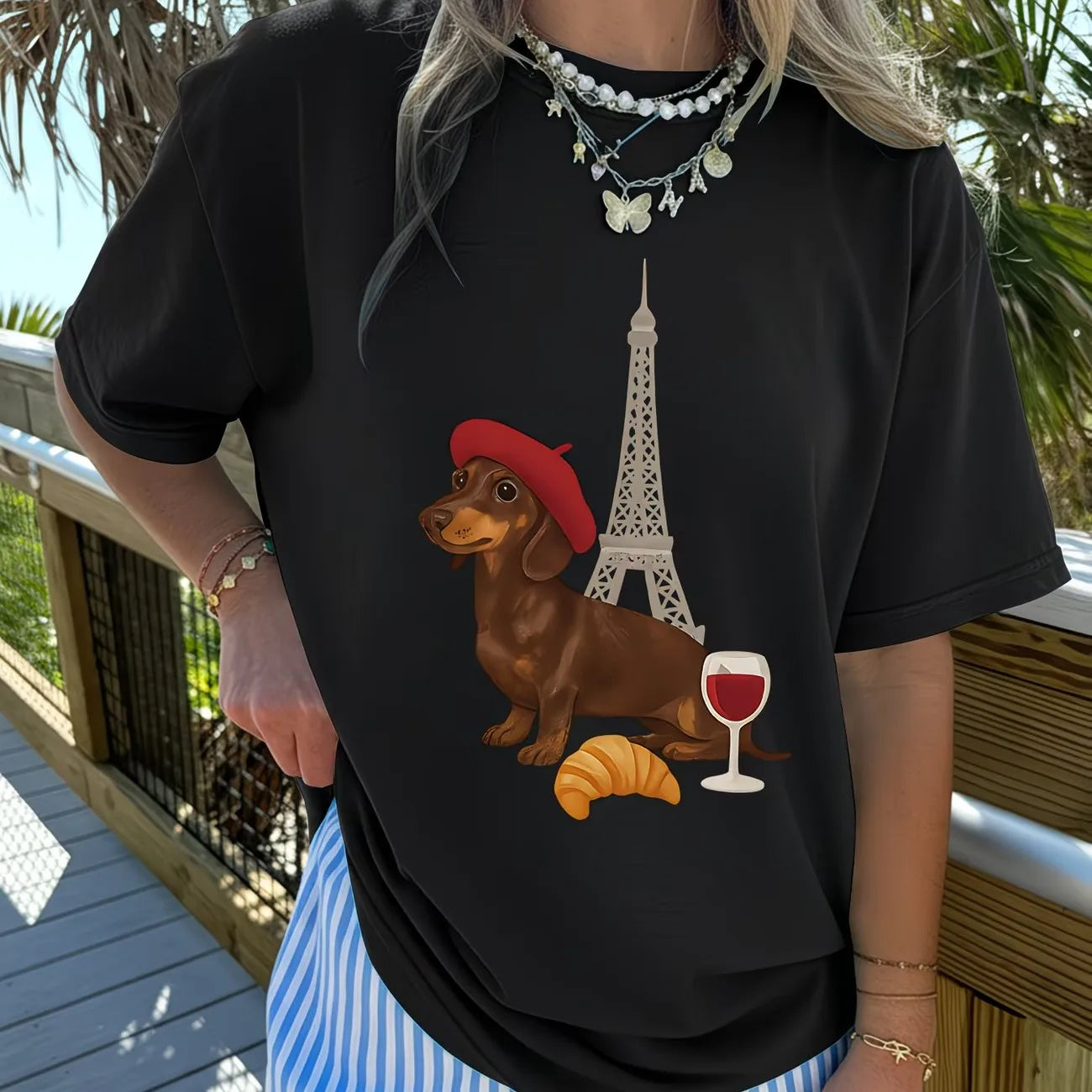 Paris Dachshund T-Shirt™ | Chic French Style Tee for Sausage Dog Lovers