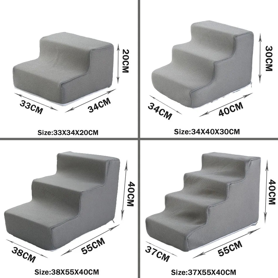 Orthopedic Dog Stairs for Dachshunds – Soft Foam Pet Steps for Bed & Couch (2, 3 & 4 Steps)