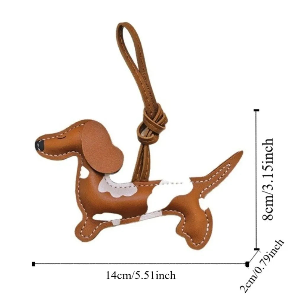 Dachshund Leather Keychain – Cute Sausage Dog Bag Charm & Key Ring