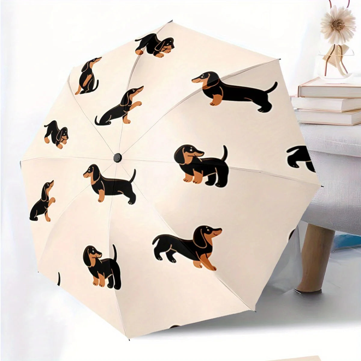 Dachshund Automatic Folding Umbrella – Windproof, UV Protection & Compact Travel Design