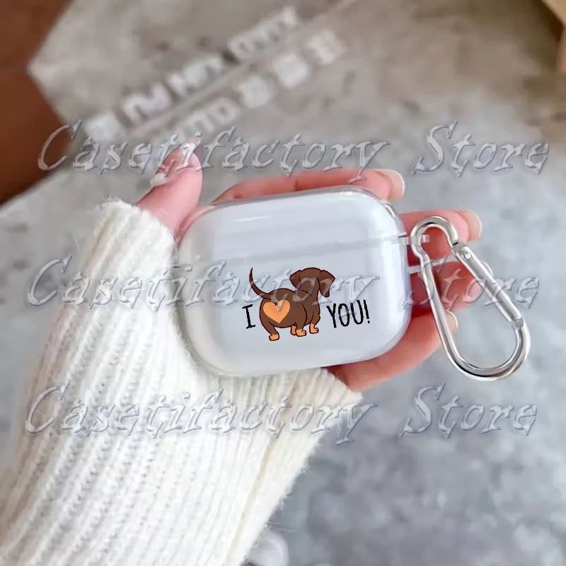 Cute Dachshund AirPods Case – Shockproof TPU Protective Cover for AirPods 1, 2, 3, 4, Pro & Pro 2