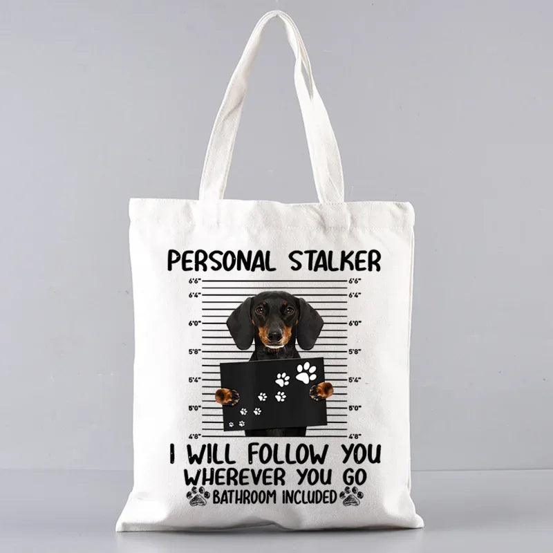 Dachshund Canvas Tote Bag Set – Large Capacity Shoulder Bags for Dog Lovers