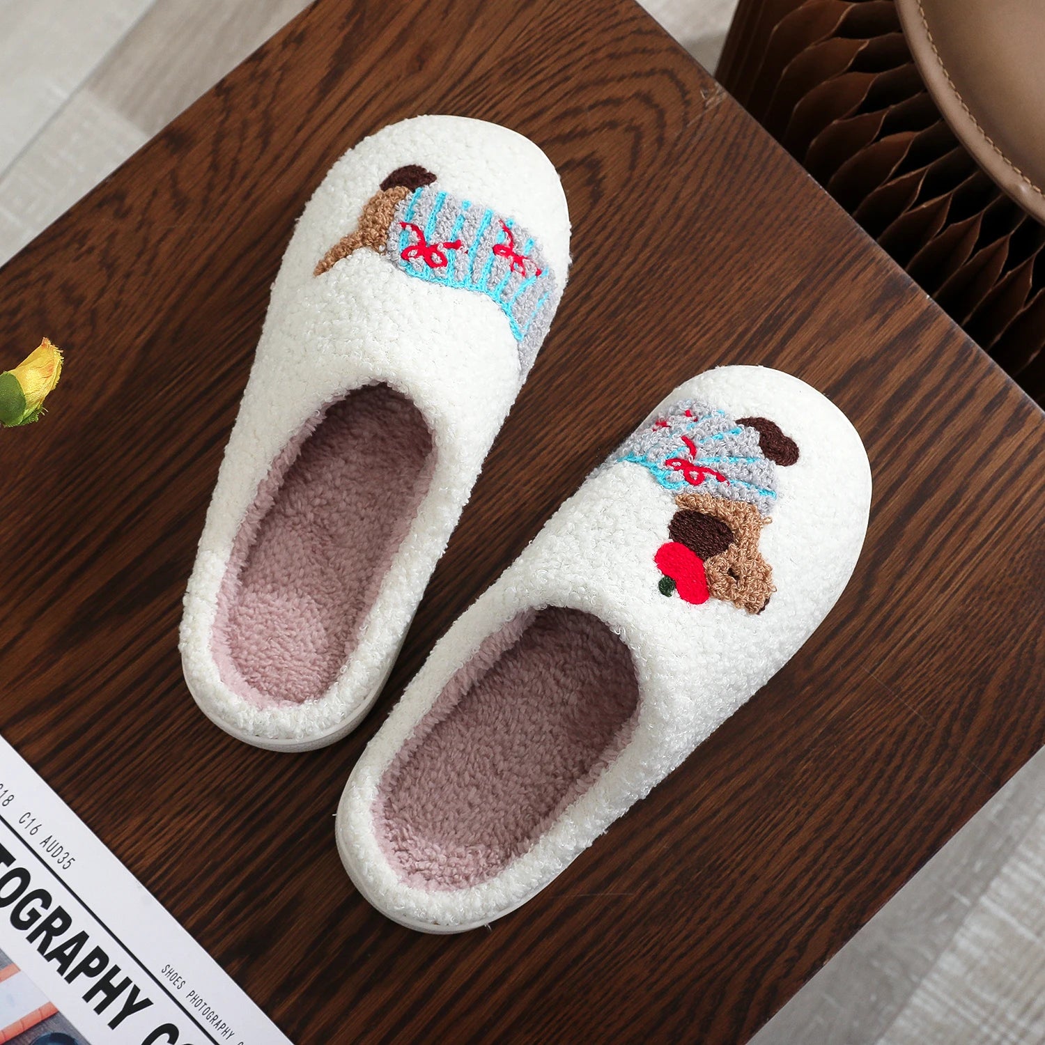 Cozy Dachshund Plush Slippers | Warm Embroidered House Shoes for Dog Lovers