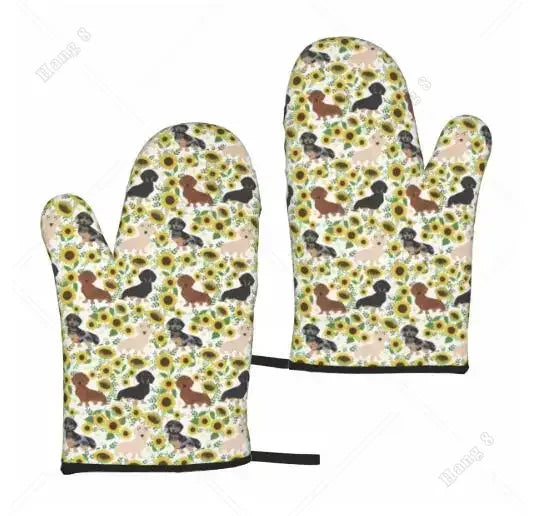 Premium Dachshund Heat-Resistant Oven Mitts – Non-Slip Kitchen Gloves for Cooking, Baking & BBQ Lovers