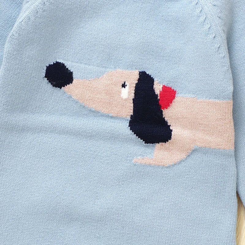 Dachshund Baby Romper – Soft Knitted Long Sleeve Outfit for Little Sausage Dog Lovers