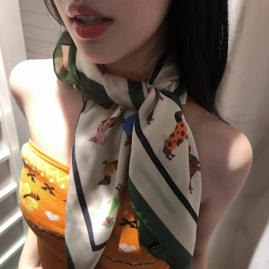 Doxie Chic™ Scarf | Elegant Dachshund Silk Scarf for Doxie Lovers