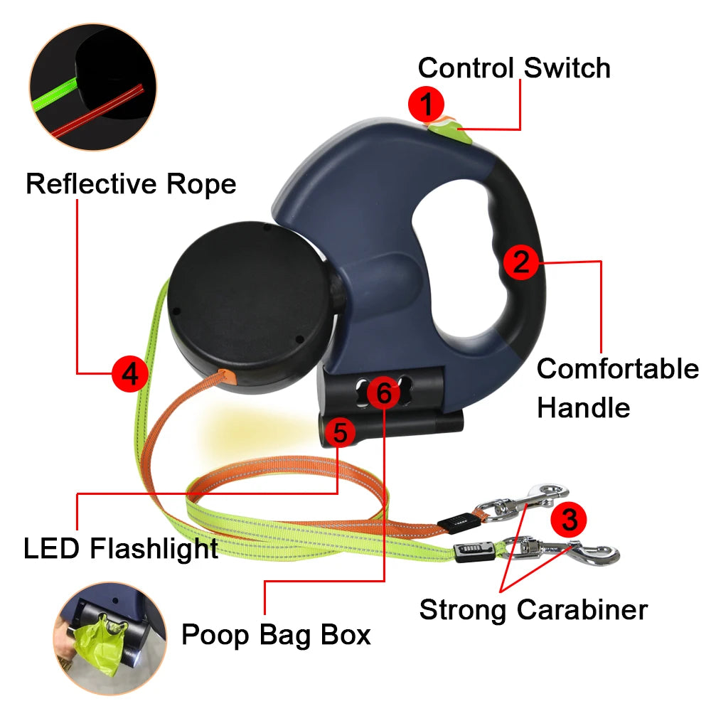Dachshund Double Retractable Leash™ | Tangle-Free Walks for Two Dachshunds