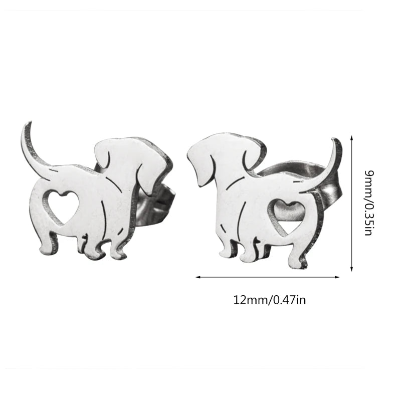 Cute Dachshund Stud Earrings – Elegant Dog Lover Earrings in Gold, Silver, Rose Gold & Black