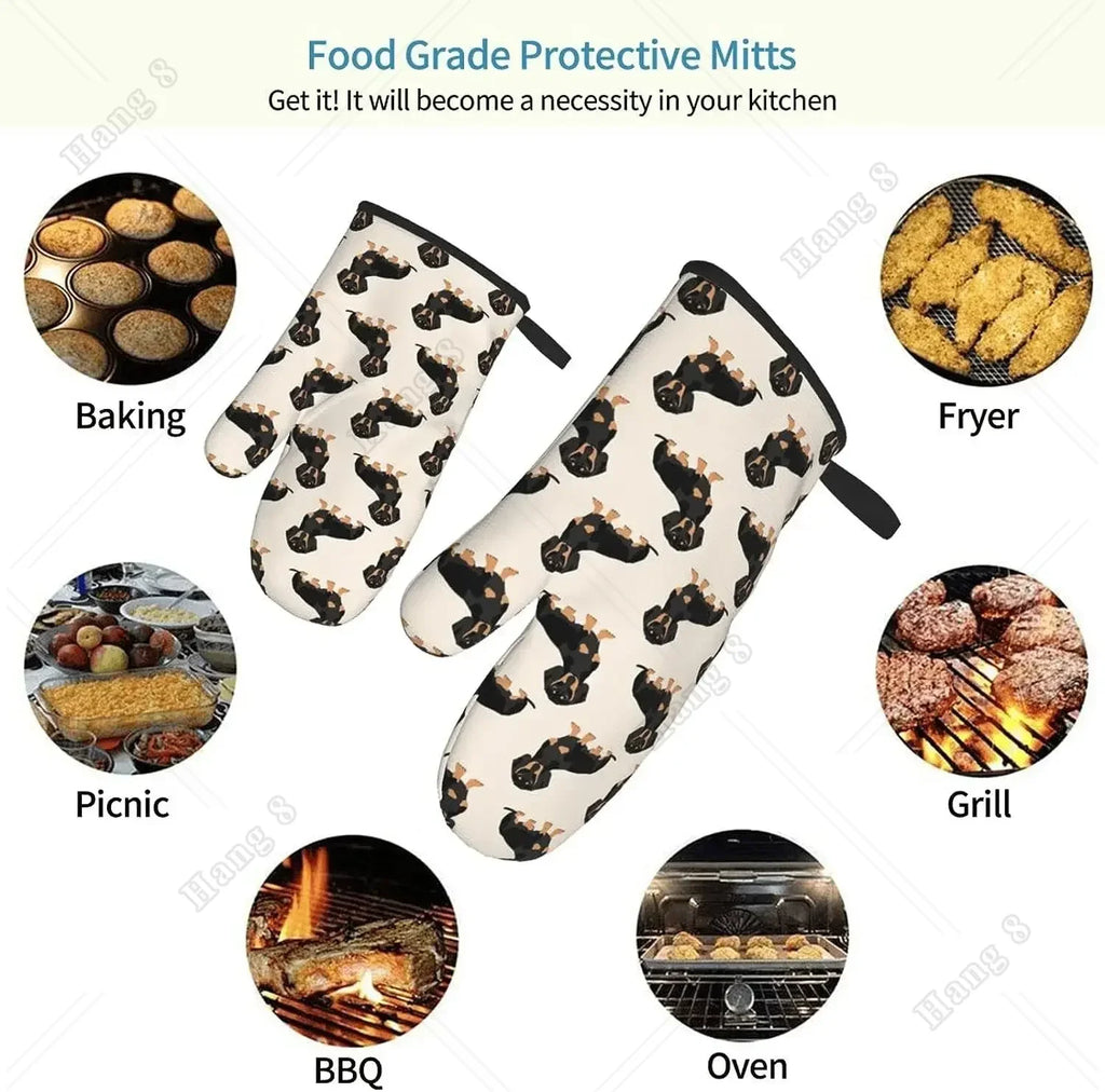 Premium Dachshund Heat-Resistant Oven Mitts – Non-Slip Kitchen Gloves for Cooking, Baking & BBQ Lovers