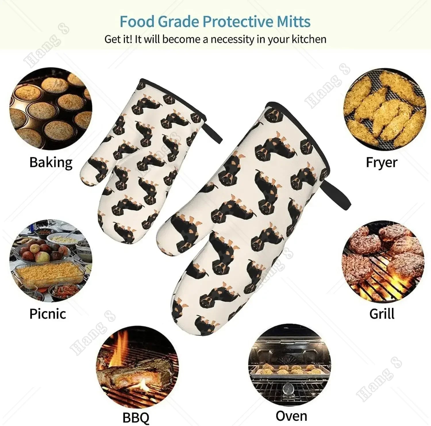 Premium Dachshund Heat-Resistant Oven Mitts – Non-Slip Kitchen Gloves for Cooking, Baking & BBQ Lovers