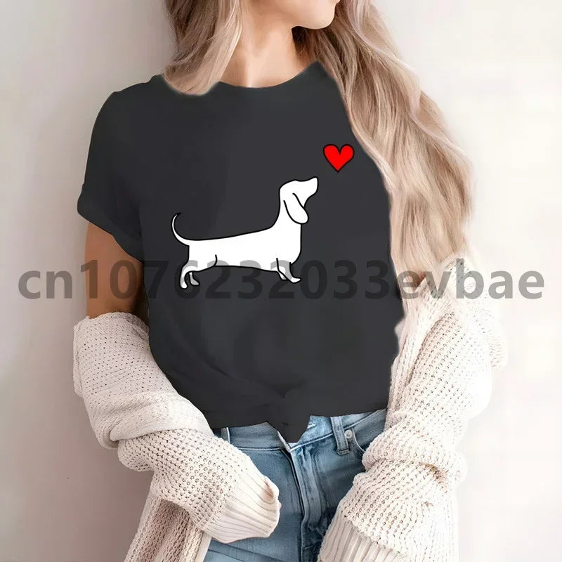 Cute Dachshund Graphic T-Shirt for Women | Soft Casual Tee for Sausage Dog Lovers