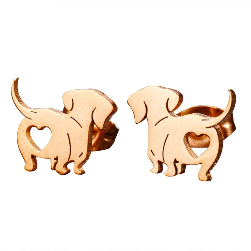 Cute Dachshund Stud Earrings – Elegant Dog Lover Earrings in Gold, Silver, Rose Gold & Black