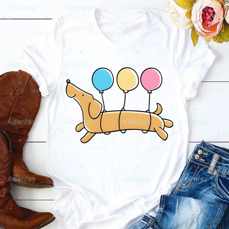 Funny Dachshund Graphic T-Shirt for Women | Soft Casual Tee for Dachshund Lovers