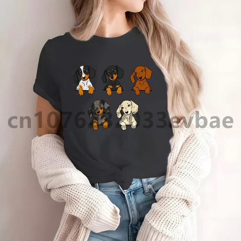 Cute Dachshund Graphic T-Shirt for Women | Soft Casual Tee for Sausage Dog Lovers