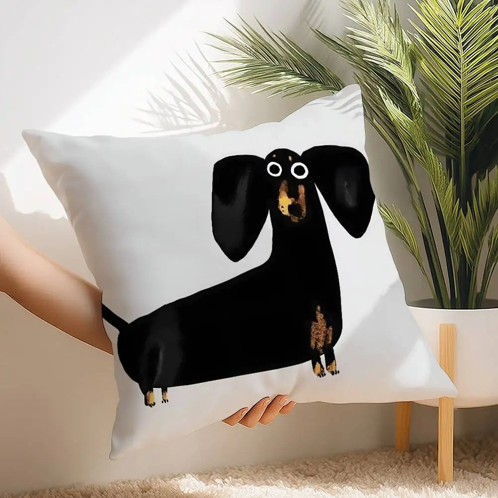 Cute Dachshund Plush Cushion Cover | Soft Decorative Throw Pillow Cover for Dog Lovers