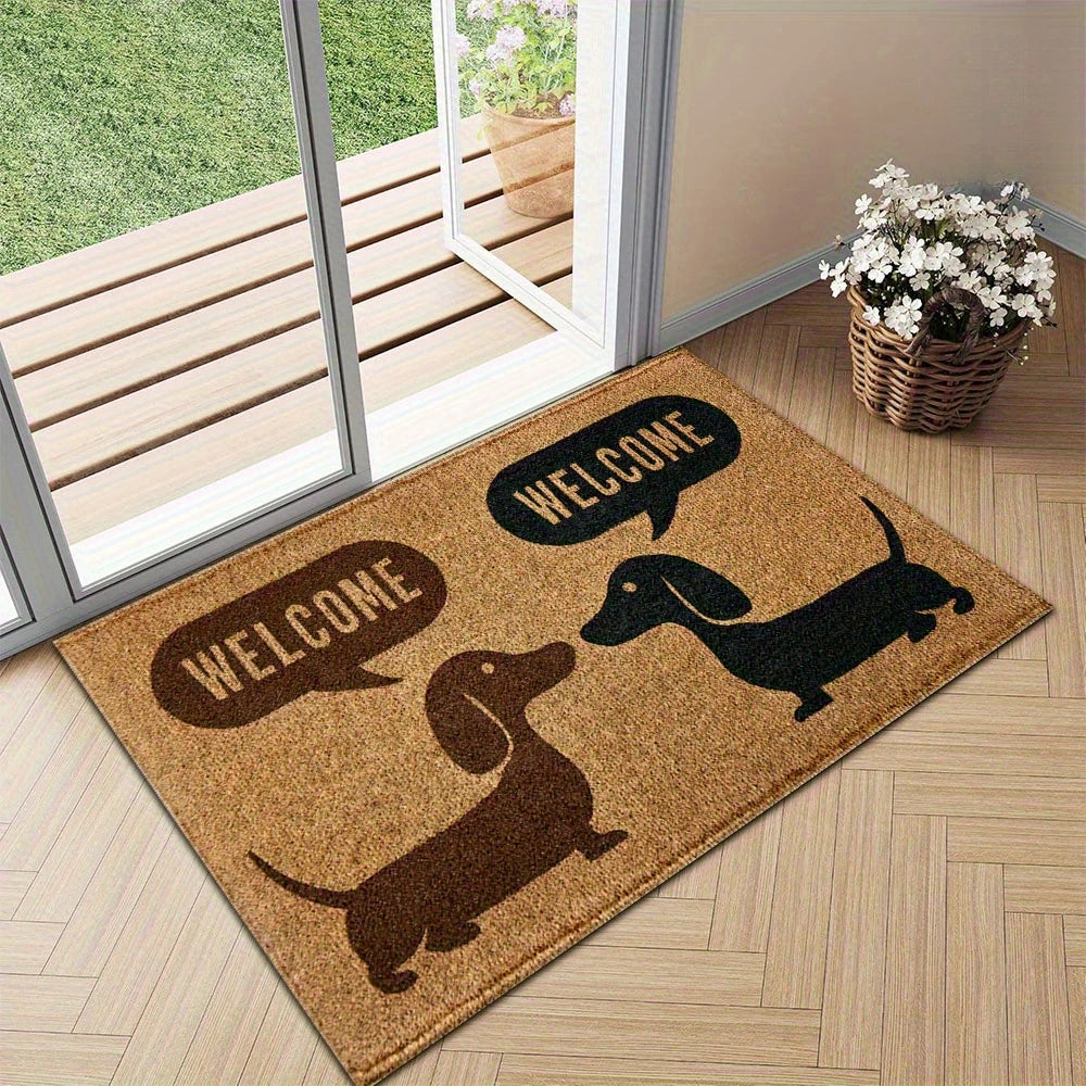 Welcome Dachshund Door Mat – Non-Slip Entryway Rug for Sausage Dog Lovers