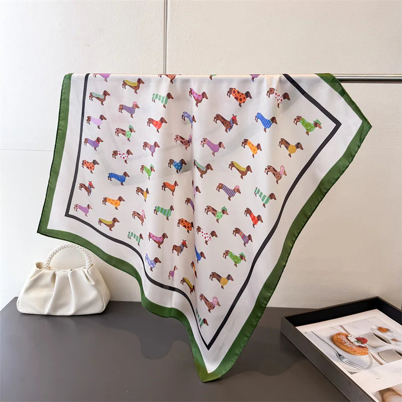 Doxie Chic™ Scarf | Elegant Dachshund Silk Scarf for Doxie Lovers
