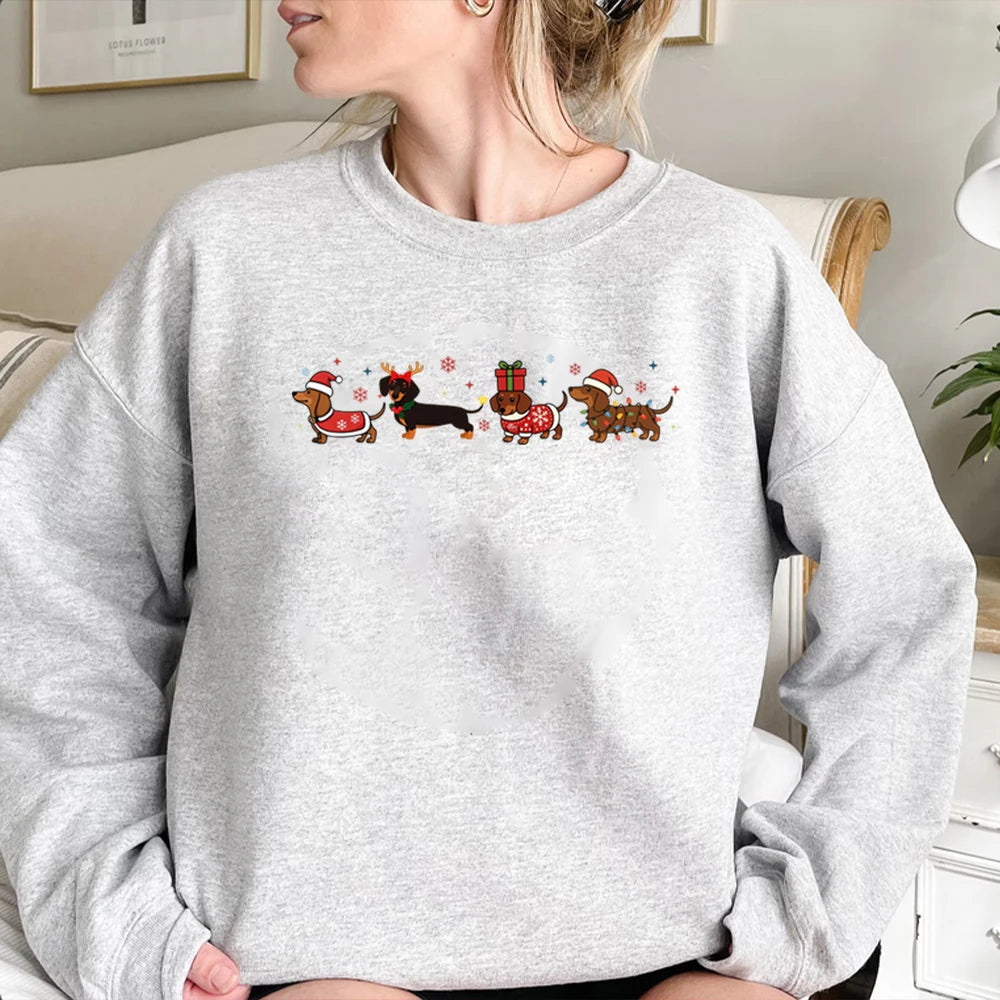 Christmas Dachshund Cozy Sweatshirt – Premium Dog Lover Winter Pullover Hoodie for Women