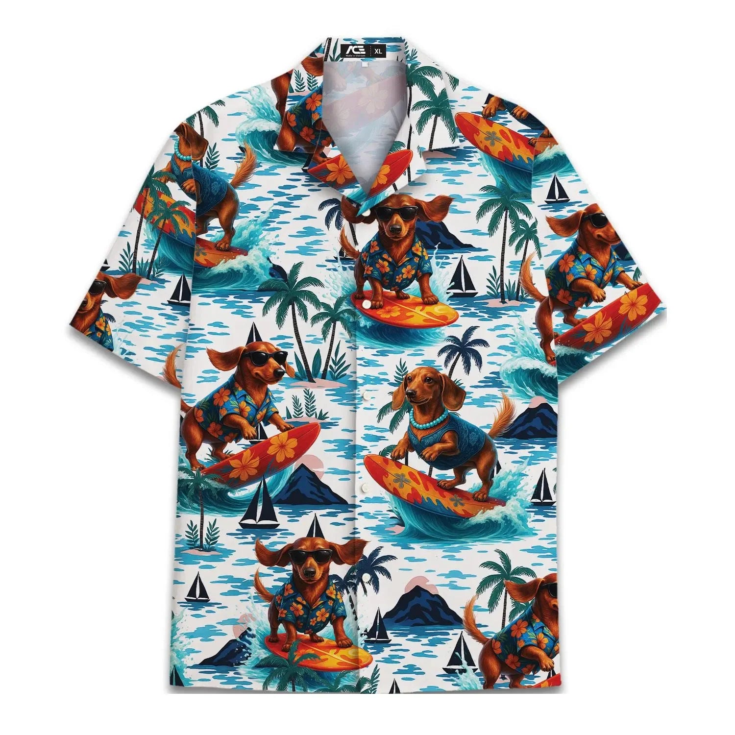 Dachshund Summer Button Shirt™ | Premium 3D Print Dog Lover Hawaiian Style Shirt