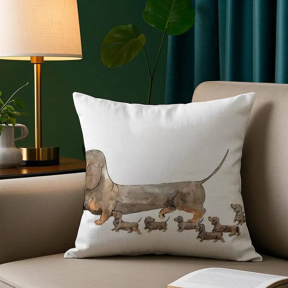 Cute Dachshund Plush Cushion Cover | Soft Decorative Throw Pillow Cover for Dog Lovers