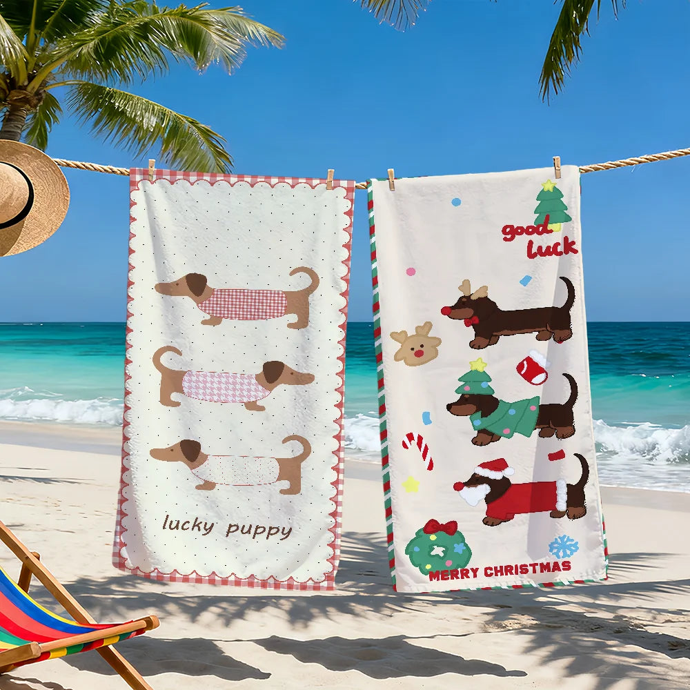 Cute Dachshund Beach Towel – Soft Quick-Dry Pool, Travel & Summer Towel for Dachshund Lovers