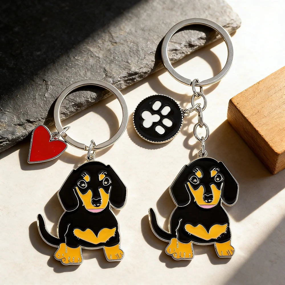 Dachshund Metal Keychain | Premium Dog Lover Key Ring & Bag Charm