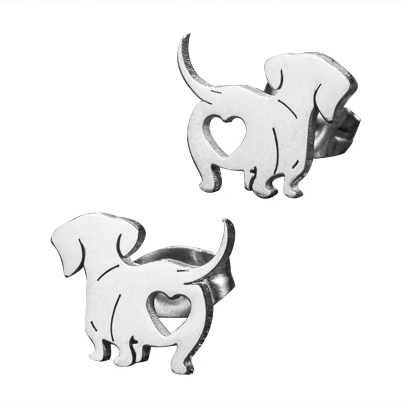 Cute Dachshund Stud Earrings – Elegant Dog Lover Earrings in Gold, Silver, Rose Gold & Black