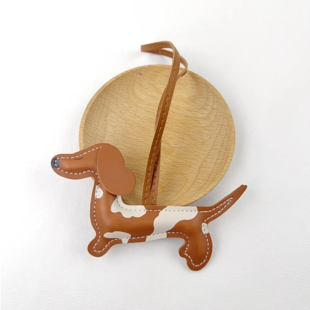 Dachshund Leather Keychain – Cute Sausage Dog Bag Charm & Key Ring