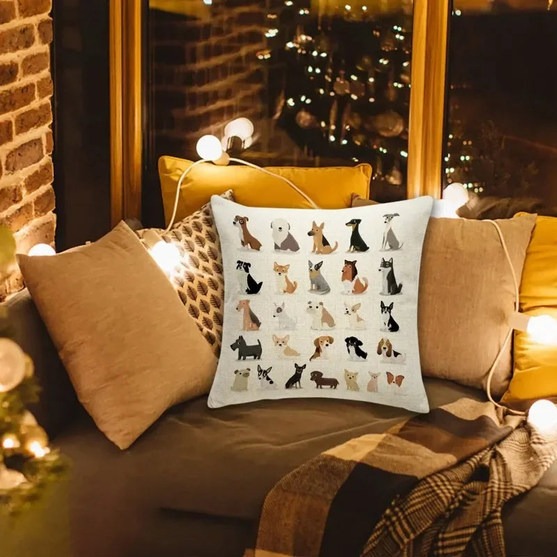 Creative Cute Dog Pillowcase Decorative Animal Cushion Cover Cartoon Dachshund Throw Pillow Cover 45cmx45cm For Car Sofa Home