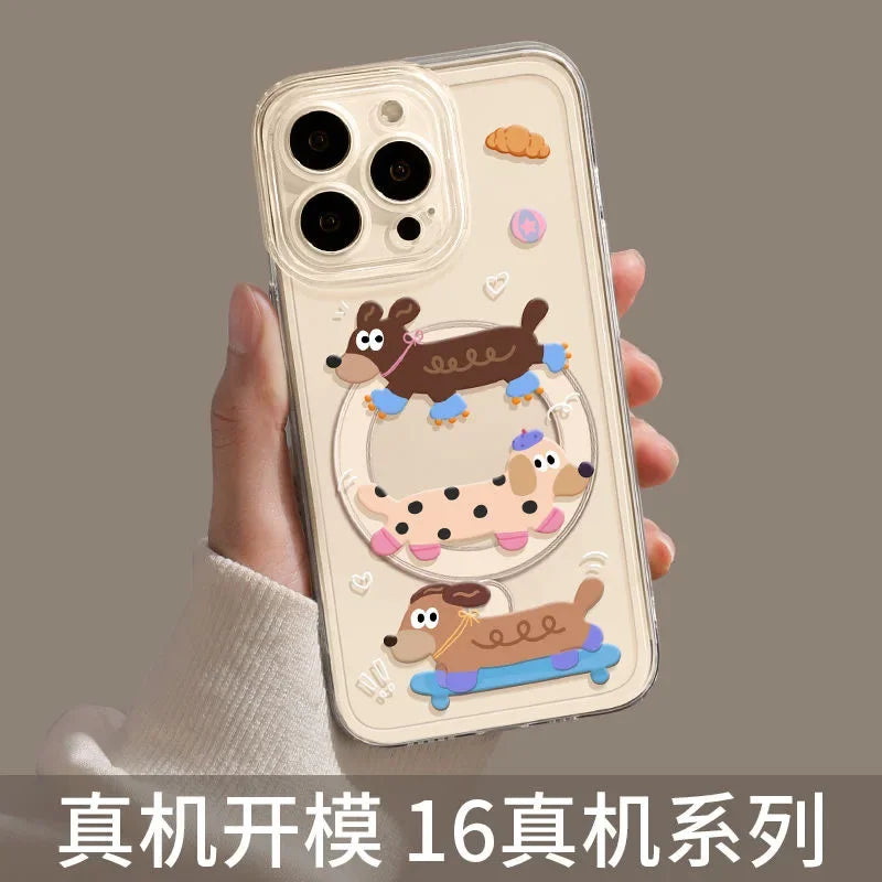 Kawaii Dachshund MagSafe iPhone Case – Cute Magnetic Protective Cover for Dachshund Lovers
