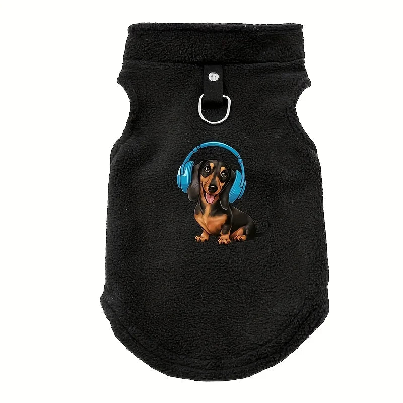 Dachshund Music Lover Fleece Hoodie – Ultra-Soft Cozy Sweatshirt for Sausage Dogs