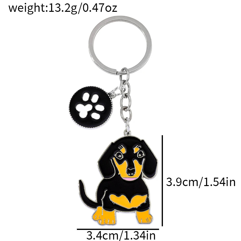 Dachshund Metal Keychain | Premium Dog Lover Key Ring & Bag Charm