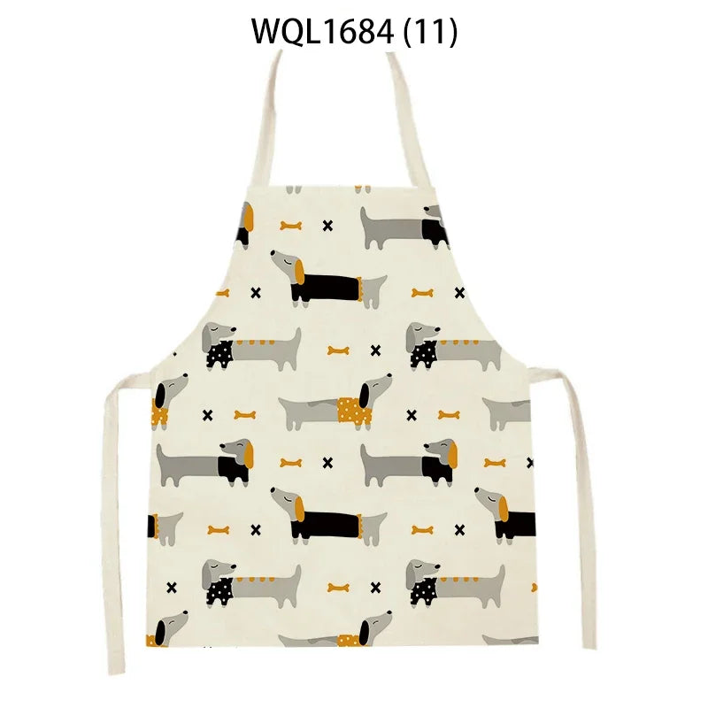Funny Dachshund Linen Kitchen Apron – Cute Cooking & Baking Apron for Dog Lovers