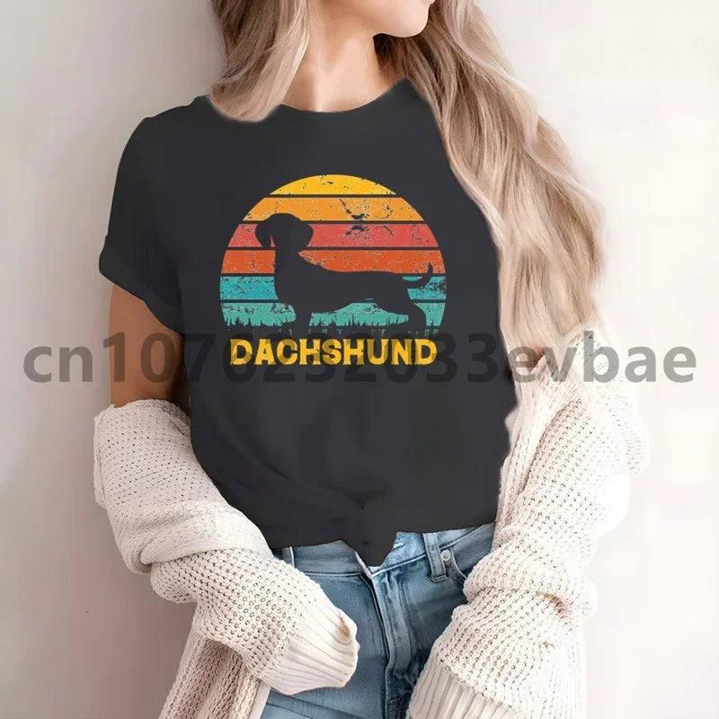 Cute Dachshund Graphic T-Shirt for Women | Soft Casual Tee for Sausage Dog Lovers